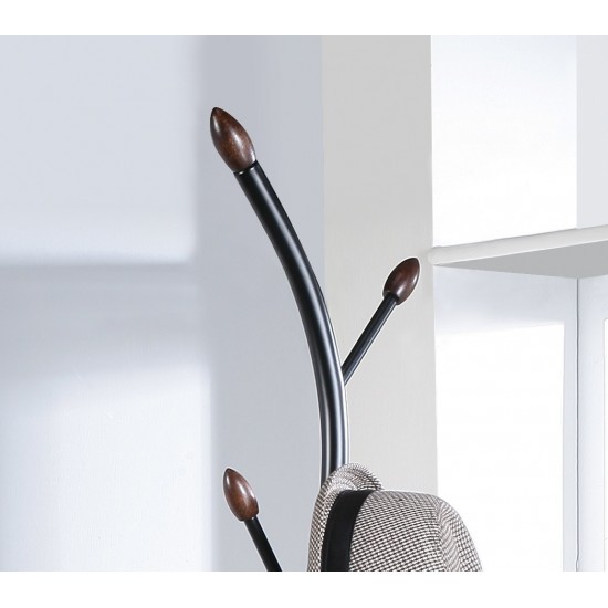 Arles Metal Black and Walnut Standing Coat Rack