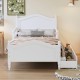 Twin Size Wood Platform Bed with Guardrails on Both Sides and Two Storage Drawers ,White