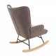 Rocking Chair with ottoman, Mid Century Fabric Rocker Chair with Wood Legs and Patchwork Linen for Livingroom Bedroom