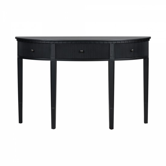 U-Style Distinctive Features of Pine Veneer Console Table with Vertical Stripe Drawer Fronts and Four Legs