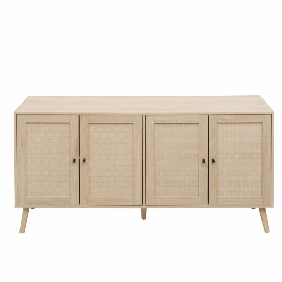 4 Door Accent Cabinet Sideboard Buffet Storage Cabinet with Adjustable Shelf for Entryway Living Room Bedroom