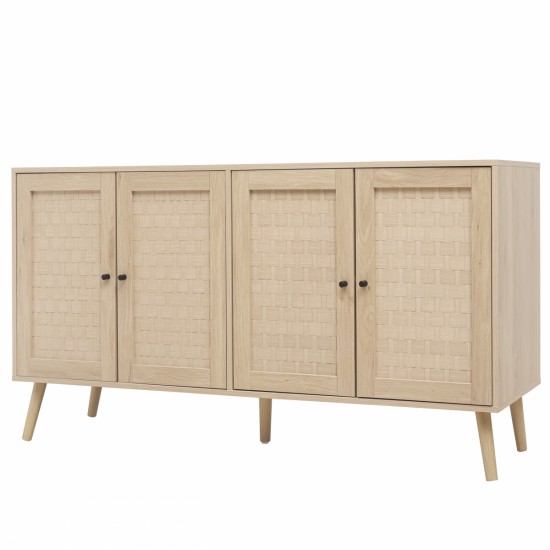 4 Door Accent Cabinet Sideboard Buffet Storage Cabinet with Adjustable Shelf for Entryway Living Room Bedroom