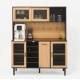 59 Inch H Buffet Sideboard Cabinet with Storage Door & Power Outlet, Farmhouse Coffee Bar Cabinet with Wine Rack, Kitchen Pantry Living Room Black&Natural