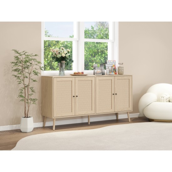 4 Door Accent Cabinet Sideboard Buffet Storage Cabinet with Adjustable Shelf for Entryway Living Room Bedroom