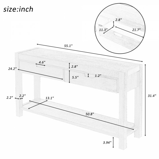 U_STYLE  Console Table Entryway Table for Hallway Living Room with 2 Drawers and 1 Shelf