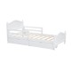 Twin Size Wood Platform Bed with Guardrails on Both Sides and Two Storage Drawers ,White