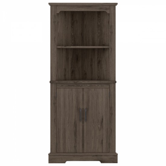 Tall Corner Cabinet with Doors for living room, bathroom,Dining Room or Kitchen,color:Dark walnut