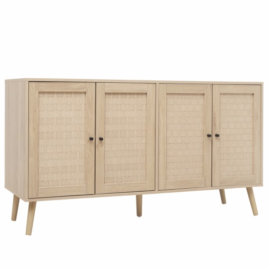 4 Door Accent Cabinet Sideboard Buffet Storage Cabinet with Adjustable Shelf for Entryway Living Room Bedroom