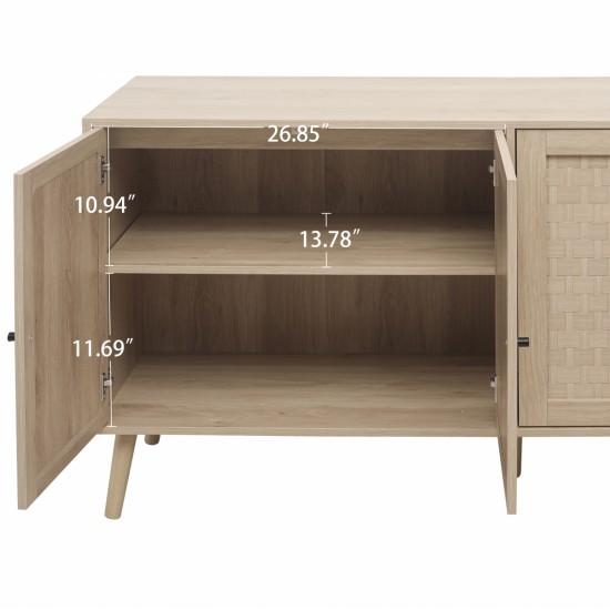 4 Door Accent Cabinet Sideboard Buffet Storage Cabinet with Adjustable Shelf for Entryway Living Room Bedroom