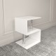 3 Tier S-Shaped End Table,High Gloss Side Table With Open Storage Shelf And USB Power Supply,White LED Coffee Table for Living Room,Bedroom.