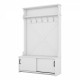 Hall Tree with Top Shelf and Storage Bench, Hallway Shoe Cabinet with Sliding Doors, Coat Rack with 5 Hanging Hooks for Entryways Hallways,White