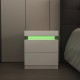 Modern white Nightstand With 2 Storage Drawers,Led Lights, End Table For Bedroom Furniture