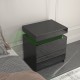 Modern Black LED Nightstand with Led Lights Bedside table with 2 High Gloss Drawers for Bedroom