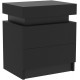 Modern Black LED Nightstand with Led Lights Bedside table with 2 High Gloss Drawers for Bedroom