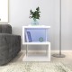 3 Tier S-Shaped End Table,High Gloss Side Table With Open Storage Shelf And USB Power Supply,White LED Coffee Table for Living Room,Bedroom.