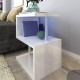 3 Tier S-Shaped End Table,High Gloss Side Table With Open Storage Shelf And USB Power Supply,White LED Coffee Table for Living Room,Bedroom.