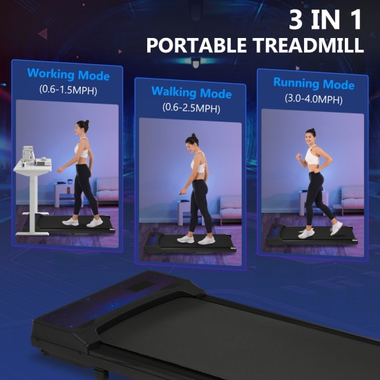 NEW RELEASE 8.10 Walking Pad Under Desk Treadmill for Home Office -2.5HP Walking Treadmill 0.6-4MPH 300LBS Capacity Treadmill for Walking Running Remote Control Batterys