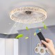 Modern Acrylic Ceiling Fan Light with Remote Control, Dimmable LED Chandelier, 6-Speed Adjustable, Quiet Motor, Flush Mount Design for Living Room, Bedroom, Dining Room