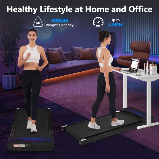 NEW RELEASE 8.10 Walking Pad Under Desk Treadmill for Home Office -2.5HP Walking Treadmill 0.6-4MPH 300LBS Capacity Treadmill for Walking Running Remote Control Batterys