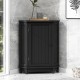 Black Bathroom Cabinet Triangle Corner Storage Cabinet with Adjustable Shelf Modern Style MDF Board