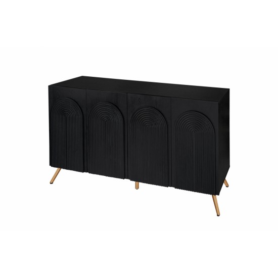 Arch 3D Carved 4 Door Sideboard ,Sideboard Buffet Cabinet With Storage ,Modern Coffee Bar Cabinet With  Adjustable Shelf For Living room Diningroom & Kitchen