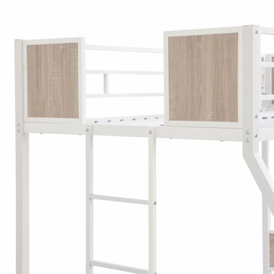 Twin Over FULL Metal Bunk Bed with Trundle 2 - Side Ladder and Full-Length Guardrail, No Box Spring Needed, Large Under Bed Storage, Easy Assemble