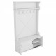 Hall Tree with Top Shelf and Storage Bench, Hallway Shoe Cabinet with Sliding Doors, Coat Rack with 5 Hanging Hooks for Entryways Hallways,White