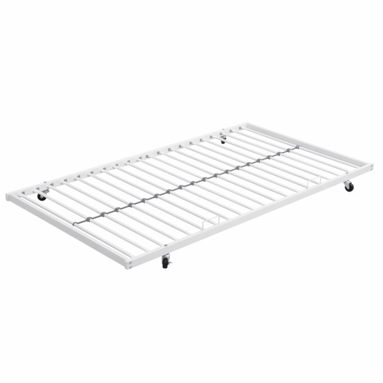 Twin Over FULL Metal Bunk Bed with Trundle 2 - Side Ladder and Full-Length Guardrail, No Box Spring Needed, Large Under Bed Storage, Easy Assemble