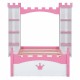 Castle-Shaped Wooden Bed with Storage Shelf, Dreamy Twin Size Platform Bed for Kids Bedroom, White + Pink(Expected Arrival Time:8.14)