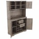 Coffee Bar Cabinet Kitchen Cabinet with Storage, Farmhouse Wine Cabinet with Drawers shelves and cabinets, Buffet Cabinet Wine & Glass Racks for Dining Room, Kitchen, Oak