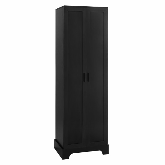 Storage Cabinet with Two Doors for Bathroom, Office, Adjustable Shelf, MDF Board, Black