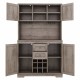 Coffee Bar Cabinet Kitchen Cabinet with Storage, Farmhouse Wine Cabinet with Drawers shelves and cabinets, Buffet Cabinet Wine & Glass Racks for Dining Room, Kitchen, Oak