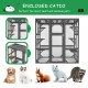 Catio Outdoor Cat Enclosure Cat House Wooden Cat Cage Large Feral Cat Shelter for Mulitiple Cats with Six Platforms, Large Enter Door, Waterproof Roof 60