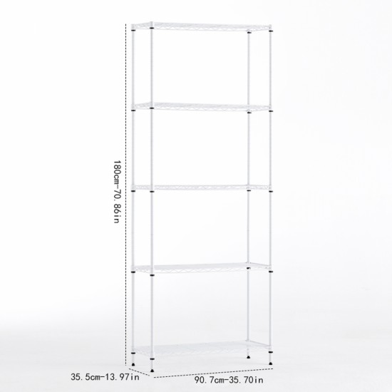 Wire Shelving Metal Storage Rack Adjustable Shelves, Standing Storage Shelf Units for Laundry Bathroom Kitchen Pantry Closet(White, 36L x 14W x 71H)