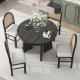 TREXM 5-Piece Retro Functional Dining Set with 1 Extendable Dining Table and 4 Upholstered Chairs with Rattan Backrests for Dining Room and Kitchen (Espresso)