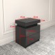 Modern Black LED Nightstand with Led Lights Bedside table with 2 High Gloss Drawers for Bedroom