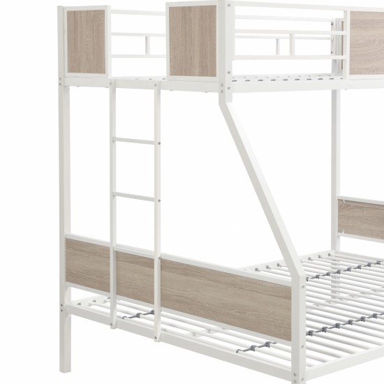 Twin Over FULL Metal Bunk Bed with Trundle 2 - Side Ladder and Full-Length Guardrail, No Box Spring Needed, Large Under Bed Storage, Easy Assemble