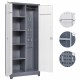 Metal Storage Cabinets,  Cleaning Tool Cabinet with Locking Door, Tall Broom Tool Organizer and Storage, Large Storage Cabinet for Kitchen, Pantry, Office, Shop