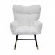 Modern Rocking Chair,Teddy Fabric Chair with High Backrest,Rocking Accent Chairs for Nursery,Living Room,Bedroom(White)