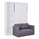 Twin Size Murphy Bed Wall Bed with Sofa,with Shelves,White