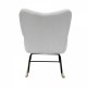 Modern Rocking Chair,Teddy Fabric Chair with High Backrest,Rocking Accent Chairs for Nursery,Living Room,Bedroom(White)