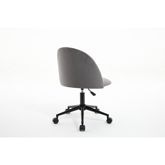 Velvet fabric office chair Desk Chair, Mid-Back Adjustable Swivel Computer Chair with Black Legs , Modern Upholstered Desk Chair with Wheels