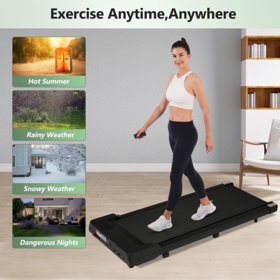 NEW RELEASE 8.10 Walking Pad Under Desk Treadmill for Home Office -2.5HP Walking Treadmill 0.6-4MPH 300LBS Capacity Treadmill for Walking Running Remote Control Batterys