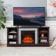 Faux Stacked Stone TV Media Stand with Open Storage Modern Entertainment Console  Space with 18