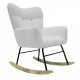 Modern Rocking Chair,Teddy Fabric Chair with High Backrest,Rocking Accent Chairs for Nursery,Living Room,Bedroom(White)