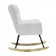 Modern Rocking Chair,Teddy Fabric Chair with High Backrest,Rocking Accent Chairs for Nursery,Living Room,Bedroom(White)