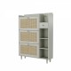 Natural Bohemia Style Shoe Cabinet, Shoe Rack Cabinet with 3 Rattan Flip Drawers,3 Square Shelves and 1 Storage Drawer, Shoe Organizer with Mulit Storage Space and Hooks for Hallway, Entryway, White