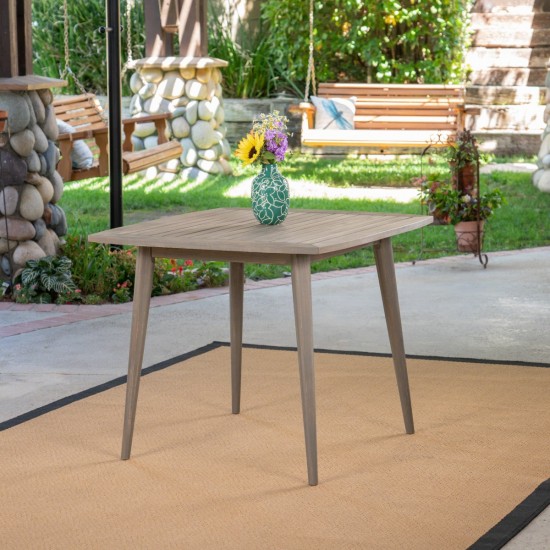 Outdoor Square Acacia Wood Table with Straight Legs, Gray