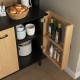 59 Inch H Buffet Sideboard Cabinet with Storage Door & Power Outlet, Farmhouse Coffee Bar Cabinet with Wine Rack, Kitchen Pantry Living Room Black&Natural