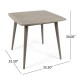 Outdoor Square Acacia Wood Table with Straight Legs, Gray